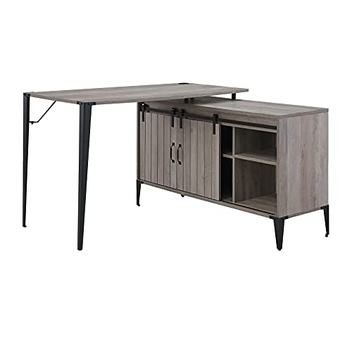 Acme Furniture Zakwani Writing Desk, Gray Oak & Black Finish #TOP4