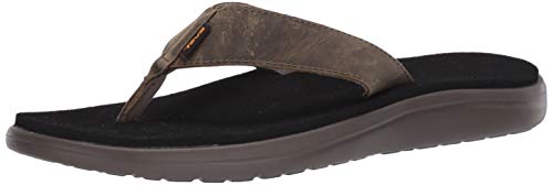 Teva Mens Men's M VOYA FLIP Leather Flop, Dark Olive, 12 Medium US