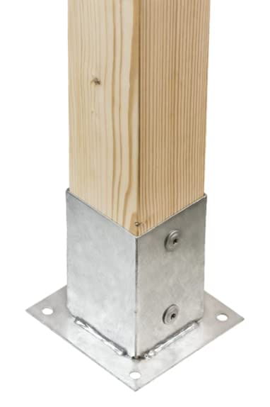 101mm x 150mm Yellow Galvanized Zinc Square Bolt Down Post Base Support PostFoot Shoe for 100mm Timber, Silver - Image 3