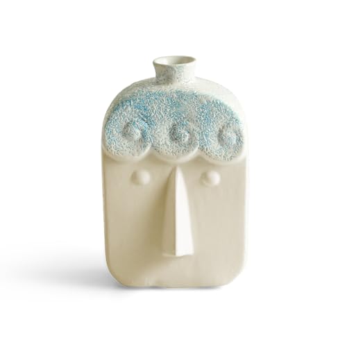 Image of ExclusiveLane 'Earthen Face' Decorative Ceramic Flower Vase For Living Room Ceramic Vase for Home Decor Side Table Show Case Flower Vases Showpiece Gifts (Set of 2, 22.4 Cm, Handglazed Studio Pottery)