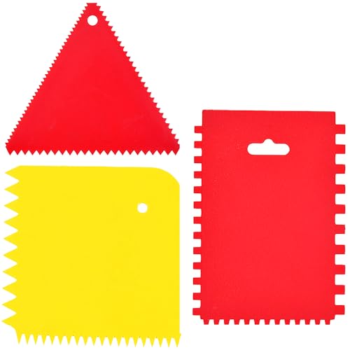 Lot de 3 Spatule Raclette Plastique, Peigne Carrelage, Spatule Enduit Lissage, Grattoir Peinture