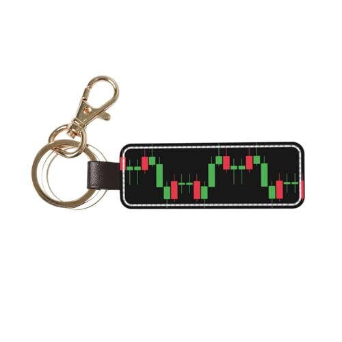 DWWKWJ Forex Stock Market Crypto Trading Candlestick Keychain Leather Car Keychain Universal Key Fob Keychain Car Leathe Key Ring For Men Women
