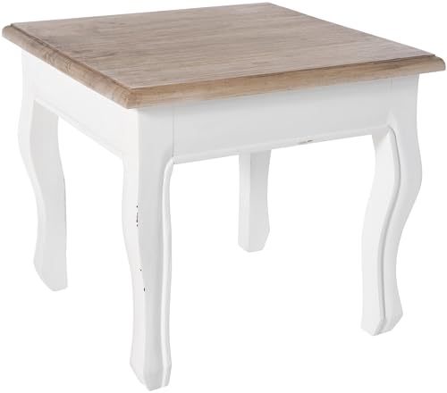 CLP Table d'appoint Alma I Table de Salon avec Plateau en Bois Massif I Buffet pour l'entrée et Le Salon I Buffet Shabby Chic, Couleur:Nature/Blanc