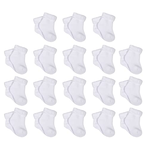 Image of Gerber Unisex Baby 18 Piece Grow with Me Socks in 3 Sizes White