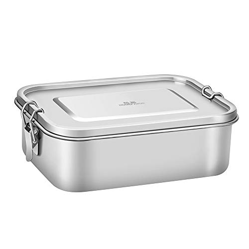 1200ml Stainless Steel Lunch Box, Leak Proof Bento Box Food Salad Snacks Storage Container with Removable Silicone Seal