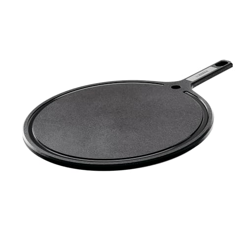 Breeo Pizza Serving Board - Pizza Pan Tray with Edge Groove to Trap Grease & Oils - Multipurpose, All-in-One Cutting & Serving Board for Live-Fire Cooking Presentation - Dishwasher Safe, HDPE Plastic