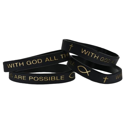 Sterling Gifts With God All Things are Possible Silicone Wristband Bracelets Matthew 19:26 - Pack of 12 Sterling Gifts With God All Things are Possible Silicone Wristband Bracelets Matthew 19:26 - Pack of 12