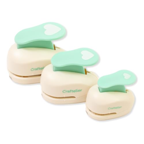 Craftelier - Heart Punches Set of 3 with Laver Diameters 3/8 5/8 and 1 Suitable for Paper and Cardstock Ideal for Crafts Card Making and Scrapbooking