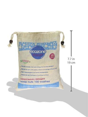 EcoZone Soap Nuts Natural Laundry Detergent, 100% Organic Biodegradable Washing Machine Pellets, Plastic Free, Effective Eco Cleaning for Clothing & Fabrics, Hypoallergenic & Vegan Friendly (300g Bag)