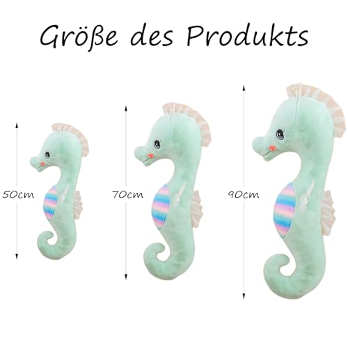 Uixxducc Seepferdchen Kuscheltier Plüschtier Stofftier, Weiches Kissen Geschenk für Kinder/Erwachsene (Grün, 50CM)