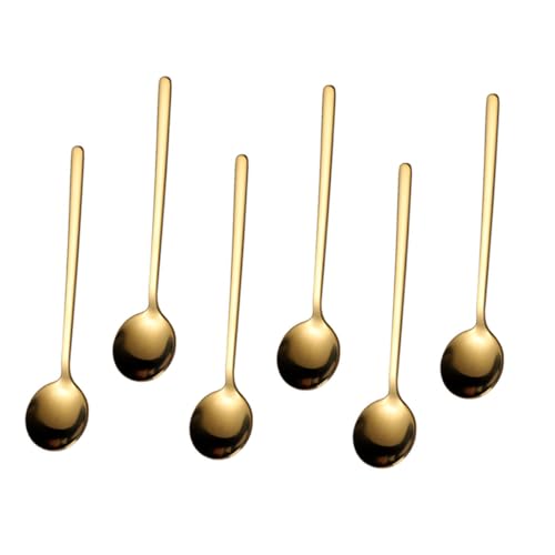 FUNNETOYU 6個 ステンレス製コーヒースプーン 滑らかで丸みのある 設計 キッチン用ミキシングスプーン アイスクリーム アイスティー対応 家 飲