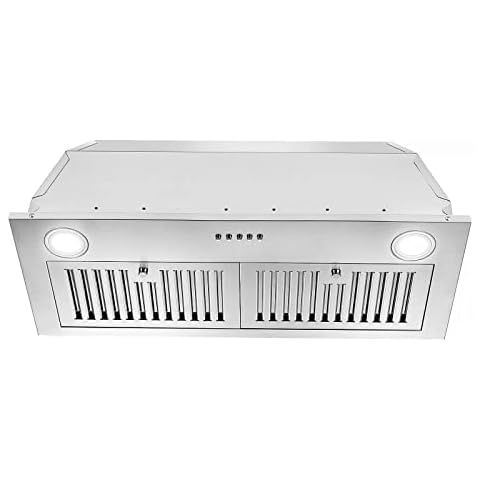 Zomagas Range Hood Insert 30 inch,Stainless Steel Kitchen Vent Hood 600CFM,Built-in Kitchen Stove Hood w/Front Button Controls and Front LED Lights,Baffle Filters,Ducted/ductless Convertible Duct Cover
