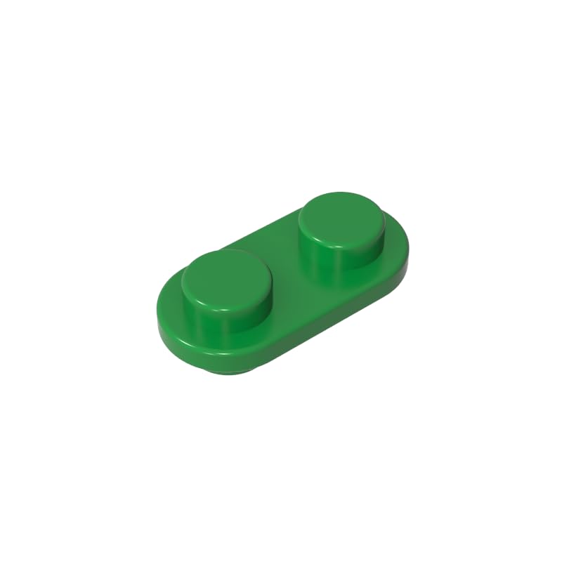 Gobricks 1x2 Rounded Double-Sided Piece 50 Pieces High-Precision MOC Building Bricks Replacement Parts Compatible with Lego Bricks GDS-90292-Green