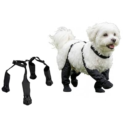 Waterproof, Anti-Slip Dog Boots for Small/Medium Dogs. Protects Paws on hot Pavement, Snow, and Outdoor Walks. Secure Harness Design. Ideal for All Seasons (S)