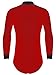 iiniim Mens Sparkly Rhinestones Leotards V Neck Long Sleeve Satin Patchwork Bodysuit for Latin Dance Red X-Large