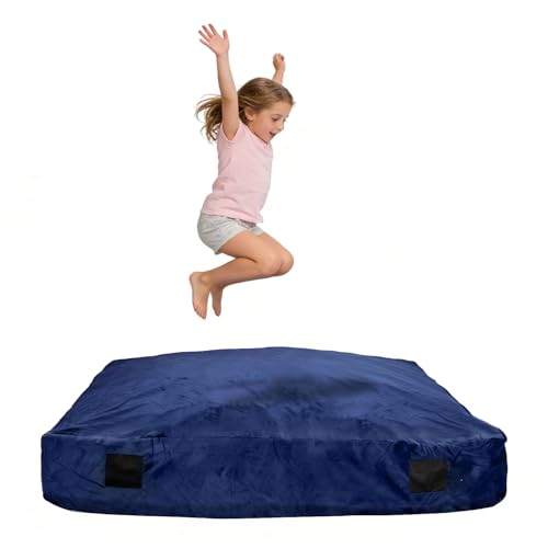 NGHRTK Crash Pad for Kids, Large 5 Ft x 5 Ft Sensory Jumping Pad with High-Density Foam, Breathable Air Vents, Washable Removable Cover, Soft Supportive for Safe Play & Autism Sensory Needs