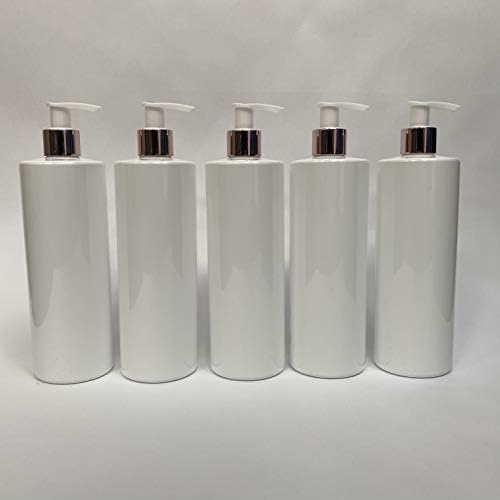 500ml Dispenser Pump Bottle White PET Plastic Bottle Lotion Pump Mrs Hinch Customisable DIY Refillable Bathroom Hand Lotion Soap Bottle Rose Gold Lids (3)