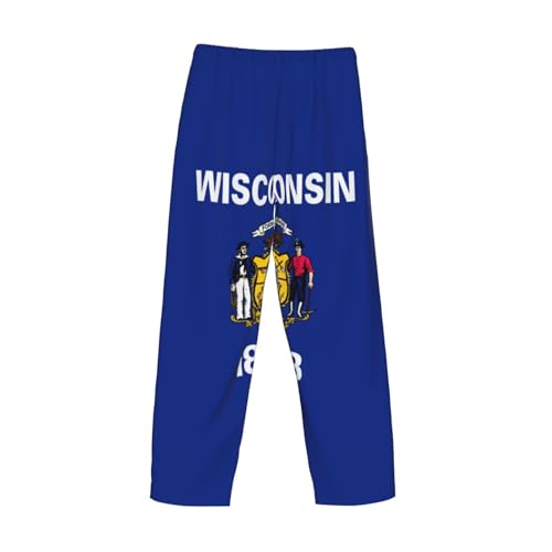 Wisconsin State Flag print Pajama Pants Ultra Lightweight Pjs Bottoms Sleepwear Bottom Pants with Pocket Drawstring3
