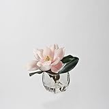 D&W Silks Pink Eva Magnolia Stem in Square Glass Vase