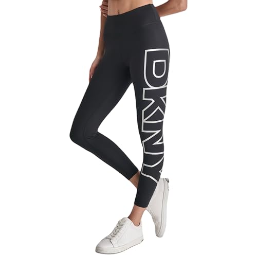 DKNY Women's Performance Legging,Black/Silver,Small