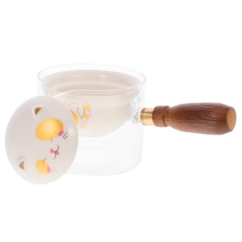 BIUDECO 転セラミックティーポット 木製ハンドル付き 耐熱ガラス製 携帯用ティーメーカー 家用花茶 果実茶対応