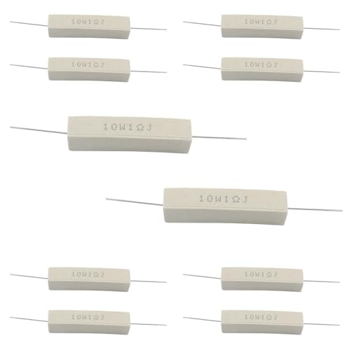 Waziaqoc 10PCS 10W 1 Ohm Ceramic Resistor, Versatile Power Resistor Assortment Kit, Wirewound Resistor for Various Applications