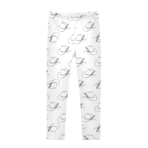 Girls Leggings Size 4T Cowboy Hat White Soft Stretchy Yoga Pants Tights Girl Clothes for Dresses Dance