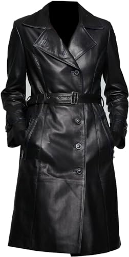Women’s Duster Long Black Trench Coat – Women’s Full Body Leather Long Coat – Long Leather Trench Coat For Women