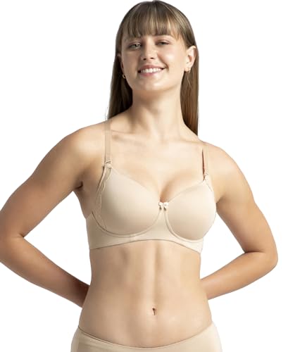 Image of Jockey 1816 Women Wirefree Padded Soft Touch Microfiber Elastane Stretch Full Coverage T-Shirt Bra with Lace Styling