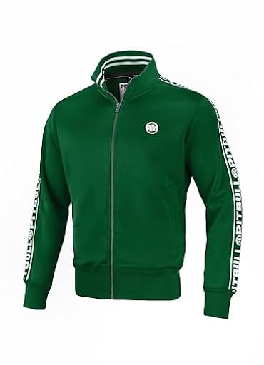 PITBULL Sudadera con Cremallera Hombre Deportiva Oldschool Verde L Premium Poliéster - Sudadera Cremallera Hombre con Logo Cintas Jacquard Costuras Reforzadas | Ya disponible en tu tienda friki favorita! En mundofriki.es!