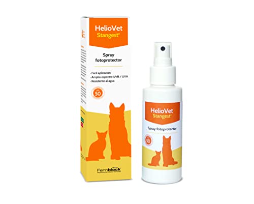 STANGEST HelioVet | Spray Solar FPS 50 para Perros y Gatos | Protección Solar Eficaz contra UVA y UVB, Infrarrojos y Luz Visible | Regenera la Barrera Cutánea de tu Mascota | 80 ml