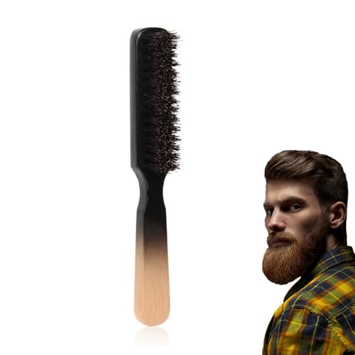 TIEGUANJIA Bartpflegebürste für Herren, professionelle Gesichtsrasur, Bartbürste, Naturhaar, Bartbürste, steife Wildschweinborsten, verblassende Bürste, Bart-Styling-Werkzeuge, Schnurrbart-Reinigung,