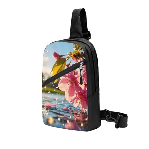 Japanese Cherry Flowers Print Men's and Women's Foldable Crossbody Bag,Sports Crossbody Bags,and Daily Chest Bags2