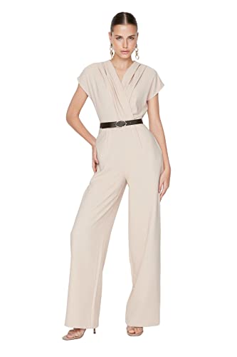 Trendyol Damen Women Plain Arched Detailed Woven Jumpsuit Overall, Rock,
