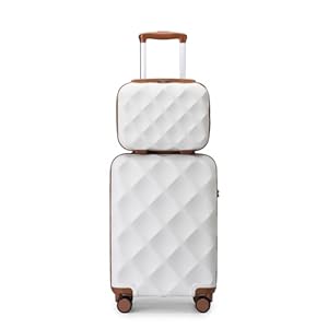 British Traveller Hartschalenkoffer Set mit Kosmetiktasche, Leichter Reisekoffer aus ABS+PC mit TSA-Schloss, 4 Rollen Koffer Trolley