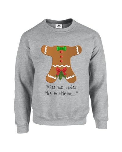 Image of Taylor Brown Gingerbread Mistletoe joke, meme novelty humour comedy christmas xmas festive fun Unisex Funny Adults Sweatshirt Jumper Heather Grey