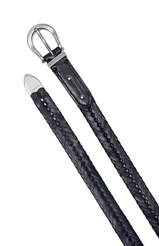 Women's 22MM Woven Leather Belt, Adjustable & Perfect for Pants, Black, X-Small-Small3