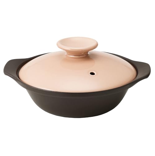 TAMAKI サーマテック一人用 超軽量直火浅鍋 6.5号ピンクベージュ 22.5x19.5x高さ11cm 使いやすい 軽い 陶器 720ml T-960356