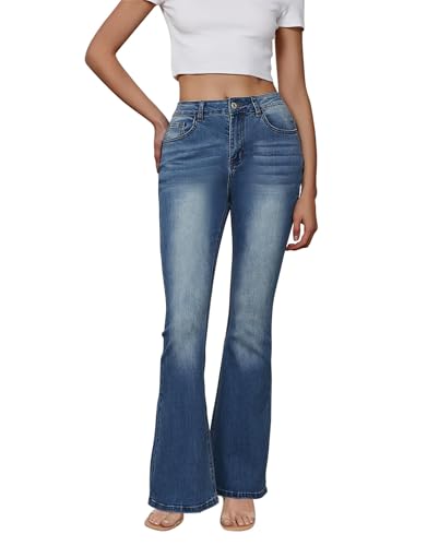 Bootcut Jeans for Women,High-Waisted Stretchy Flared Bell Bottom Pants, Trendy Denim for Ladies