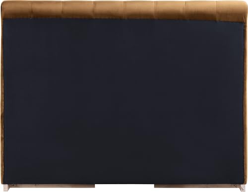 Image of Meridian Furniture AmaraSaddle-Q Collection Modern | Contemporary Queen Bed, Ultra Luxe Saddle 460 GSM Velvet, Natural Finish, Solid Wood Base and Inner Frame, 66.5 inch W x 99 inch D x 51 inch H, Saddle, Queen