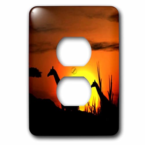 Cache-prises Girafes haute definition lot de 2 plaques de finition murales illustrees