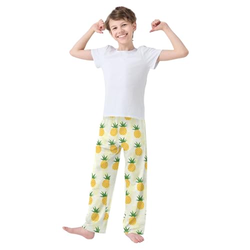 ZZXXB Pineapples Print Boys Long Pants Soft Trousers Elastic Waist Kids Lounge Bottoms with Pockets S-XL2