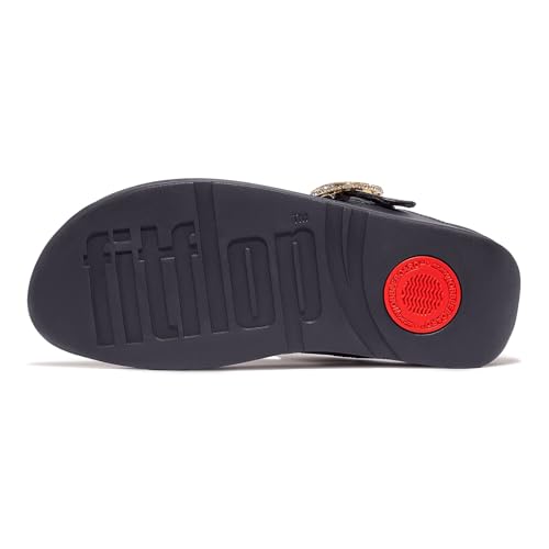 Image of FitFlop Womens LULU Crystal Buckle Toe-Post Sandals with Microwobbleboard Technology, Microfiber Toe Post, Slip Resistant Rubber Outsole, Cushioned Arch Support for All Day Comfort