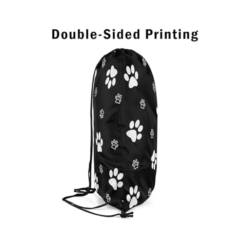 Feelyou Black Dog Paw Drawstring Backpack 13"x15.7" Cute Dog Gym String Bag Decor Lovely Poppy Pet Kawaii Animal Drawstring Bags Waterproof Cinch Bag4