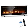 50" Smart WiFi Electric Fireplace Insert 1500W Wall Recessed Freestanding Fireplace Heater with Remote Control 12 Color Adjustable Flames Thermostat 8H Timer 5 Brightness Settings