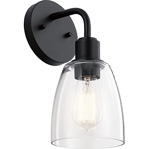 Image of Kichler Meller 11 Inch 1 Light Wall Sconce with Clear Glass in Black