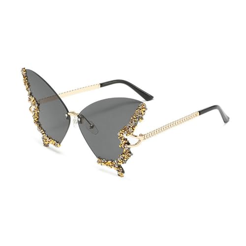 COTIA Butterfly Bling Diamond Sunglasses for Womens Rimless Cute Shine Rhinestone Sun Glasses Eyewear W372