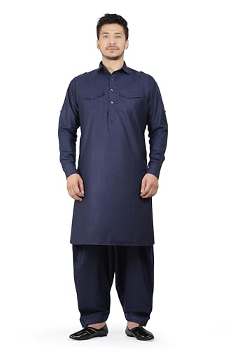 Image of K-ROYALS Full Pathani Suit for Mens /Cotton Blend Pathani kurta payjama set for mens