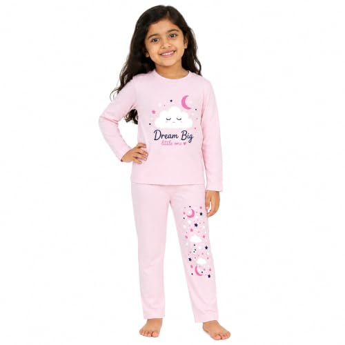 Image of NammaBaby Girl's Soft Cotton Night Suit (Printed T-Shirt & Pant Set /Girls Night Dress /Nightwear) Pack of 1