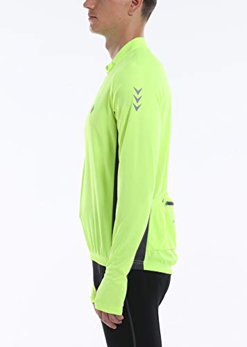 image for KORAMAN Men's Reflective Long Sleeve Cycling Jersey with Back Zipper P